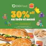 Cupón DiDi Food Día del Niño de 30% de descuento en Burger King