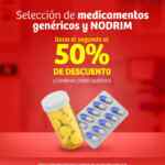 En Soriana Mercado 2do a mitad de precio en medicamentos genéricos y Nodrim los sábados de abril