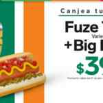 Cupón 7-Eleven Hot dog Big Bite + bebida Fuze Tea por $39