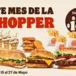 Promo Burger King Mes de la Whopper: 3 hamburguesas + papas + nuggets + conos por $149