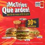 Cupón App McDonalds de 30% de descuento en McTríos participantes por el Hot Sale