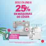 Promoción Modatelas: 25% de descuento en máquinas de coser Singer + plancha de regalo