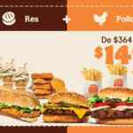 Cupón Burger King para 3 personas de $364 a solo $149
