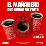Dos cafés americanos a sólo $29 en tiendas Extra y Circle K