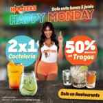 Hooters Happy Monday: 2x1 en coctelería y tragos a mitad de precio hoy 5 de junio