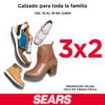3x2 en zapatos en Sears del 15 al 19 de junio