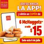 Cupón App McDonald's Día del Pollo: 6 McNuggets a sólo $15 para nuevos usuarios