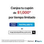Cupón Macstore Regreso a Clases de $1,000 de descuento pagando con Paypal