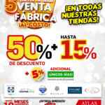 Gran Venta de Fábrica Atlas: hasta 50% de descuento + 15% adicional + 5% extra