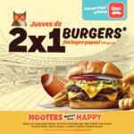 2x1 en hamburguesas en Hooters hoy jueves al pedir por Rappi y Pickup