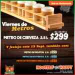 Promoción Hooters 15 de septiembre: 2x1 en alitas y boneless y metro de cerveza a precio especial