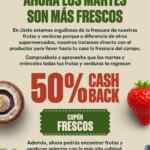Cupón Jüsto Martes y Miércoles 50% de cash back en frutas y verduras