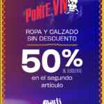 50% de descuento en el 2o artículo en tiendas Martí
