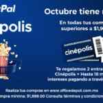 Promo Office Depot: boletos a Cinépolis VIP Gratis al pagar con PayPal