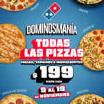 Dominosmanía de Dominos Pizza Buen Fin 2023: todas las pizzas a $199 c/u