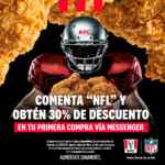 KFC 30% de descuento en primer pedido por Messenger con la NFL