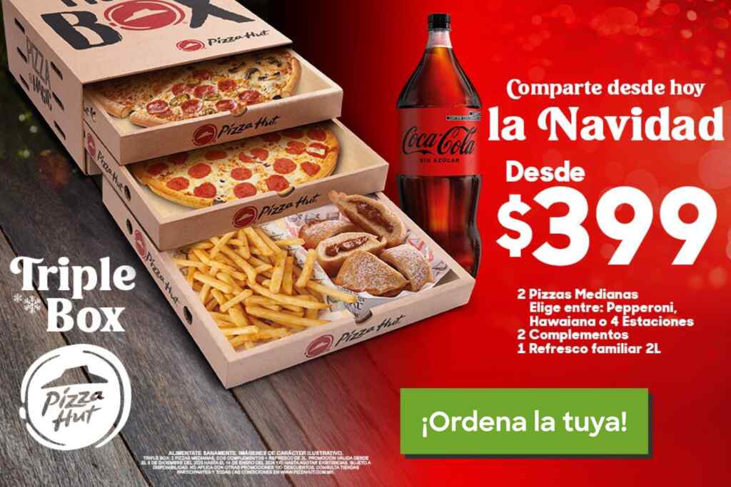 Promoción de Navidad Pizza Hut Triple box por 399