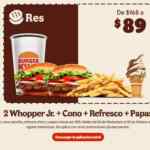 Cuponera app Burger King al 5 de febrero: 2 Whopper Jr. + Cono + Refresco + Papas por $89 y más