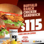 Nueva promo Carl's Jr: Hamburguesas Buffalo Ranch de res o pollo a $115 en combo de lunes a viernes