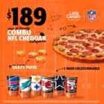 Combo NFL Little Caesar's: Pizza Cheddar Jalapeño + crazy puffs + vaso de la NFL coleccionable por $189