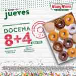Promoción Krispy Kreme jueves de docena: Compra 8 donas y llévate 4 donas glaseadas GRATIS