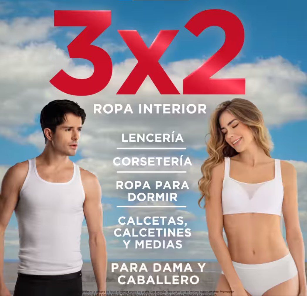 En Sears 3x2 en ropa interior ropa para dormir lenceria calceteria y mas