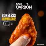 Promo de boneless ilimitados de lunes a miércoles en Don Carbón
