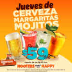 Promo Hooters Jueves de 50% de descuento en tragos y tarros a $59