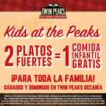 Promo Twin Peaks fines de semana: compra 2 platos fuertes y recibe 1 menú infantil Gratis