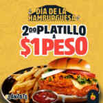 2ª hamburguesa a $1 peso por el Día de la Hamburguesa en las Alitas