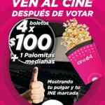 Promoción Cinedot Elecciones: 4 boletos por $100 + palomitas medianas de regalo