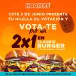 Promoción Voto 2024 en Hooters: 2x1 en hamburguesas mostrando tu huella de votación