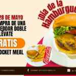 Promoción Johnny Rockets Día de la Hamburguesa: Compra una bacon cheddar doble y llévate GRATIS un Rocket Meal