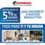 Cupón de 5% de descuento en tu primera compra en Sodimac