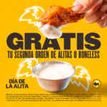 Promoción Día de la Alita Buffalo Wild Wings: compra una orden de alitas o boneless y lleva GRATIS la 2da