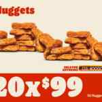 Cupón Burger King 20 nuggets de pollo por solo $99