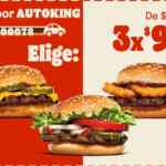 Cupón Burger King 3 hamburguesas por $99
