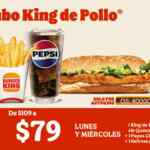 En Burger King combo hamburguesa King de Pollo a $79 los lunes y miércoles