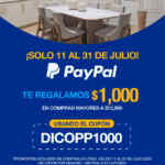 Cupón Muebles Dico de $1,000 de descuento al pagar con Paypal