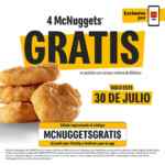 Cupón App McDonald's de 4 McNuggets GRATIS en pedidos de $50 o más