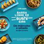 En Mr Sushi Barra libre de sushi a $285 de miércoles a sábado a partir de las 6:00 PM