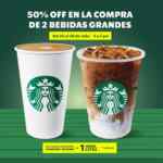 En Starbucks compra 2 bebidas grandes y llévatelas a mitad de precio de 5:00 a 7:00 PM