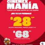 Promoción Cinemex Manía: Boletos desde $28 antes de las 3:00 PM