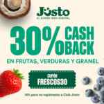 Cupón Jüsto de hasta 30% de bonificación en frutas y verduras