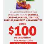 Cupón Soriana de $100 de descuento en botanas Sabritas