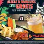 En Las Alitas llévate unas alitas o boneless snack GRATIS hoy sábado a partir de las 8:00