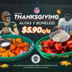 Promoción de Thanksgiving McCarthy's: Alitas y Boneless a $5.90 c/u durante los partidos de la NFL