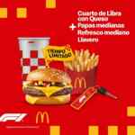 Cupón McDonald's Formula 1: McTrío con hamburguesa, papas, refresco y llavero Gratis
