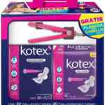 Promo pack Kotex con 30 toallas femeninas nocturnas + 20 toallas Maxi Nocturna + plancha para el cabello de regalo