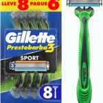 8 pack rastrillos para pieles sensibles Gillette Prestobarba 3 Sensitive a un gran precio